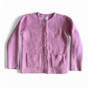 Hanna Andersson Cozy Boucle Knit Button Front Cardigan Sweater Pink Girls 12